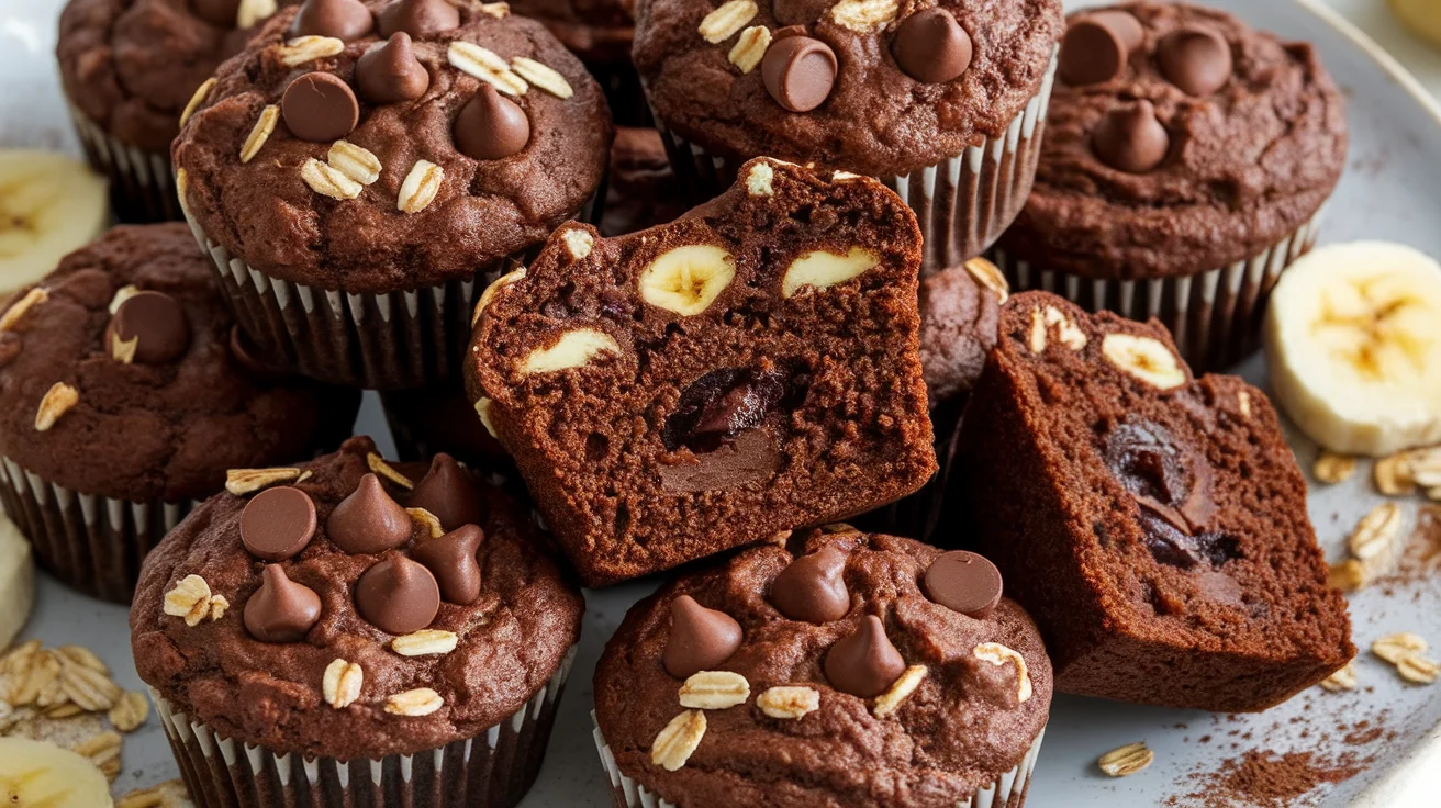 Chocolate Banana Oat Muffins