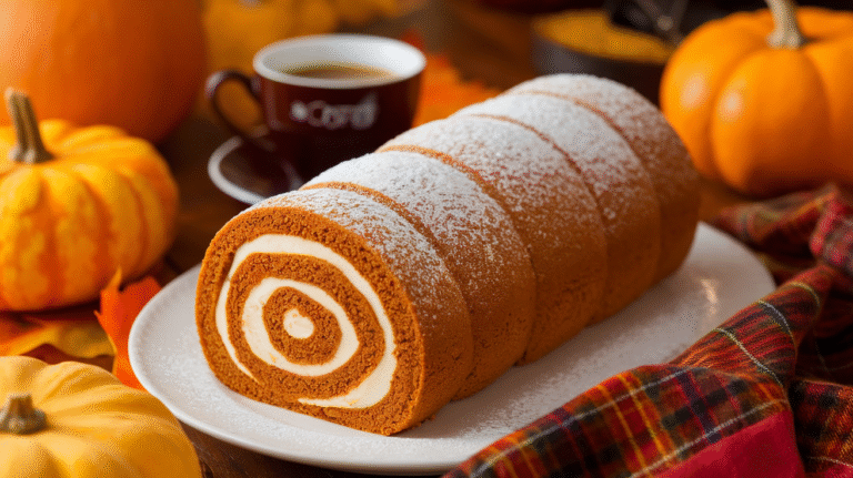 Creamy Pumpkin Spice Roll Cake