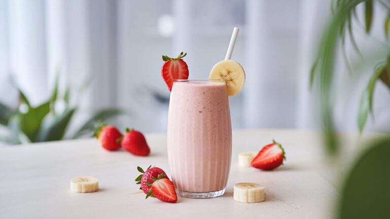 Peanut butter strawberry banana smoothie
