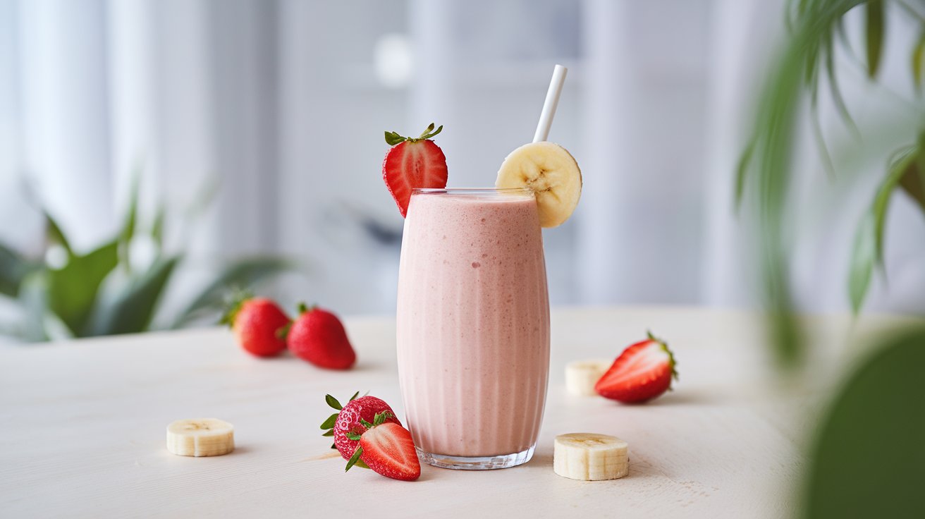 Peanut butter strawberry banana smoothie