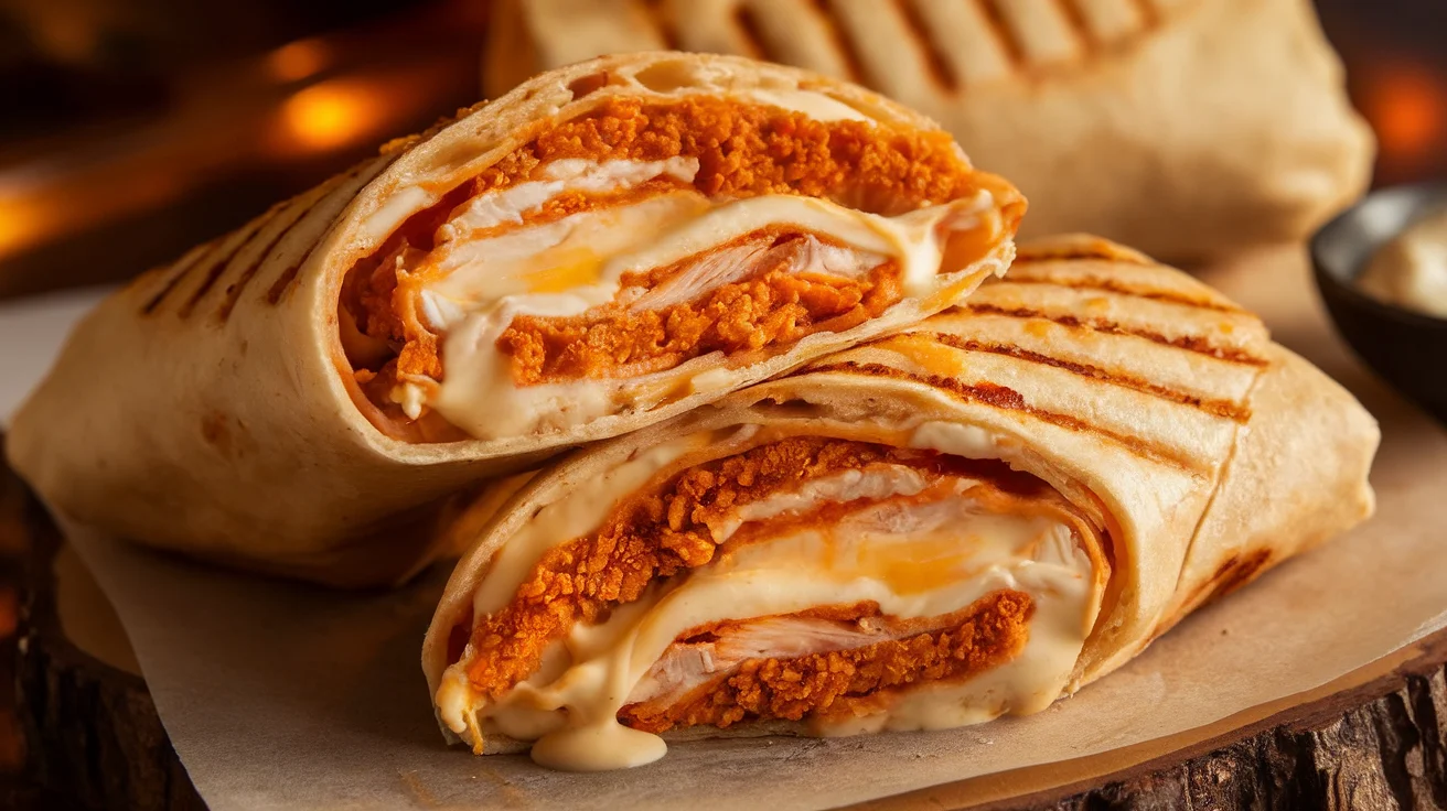 Cheesy Chicken Burger Wrap with Crispy Coating