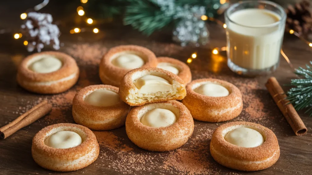 Eggnog Snickerdoodle Thumbprint Cookies