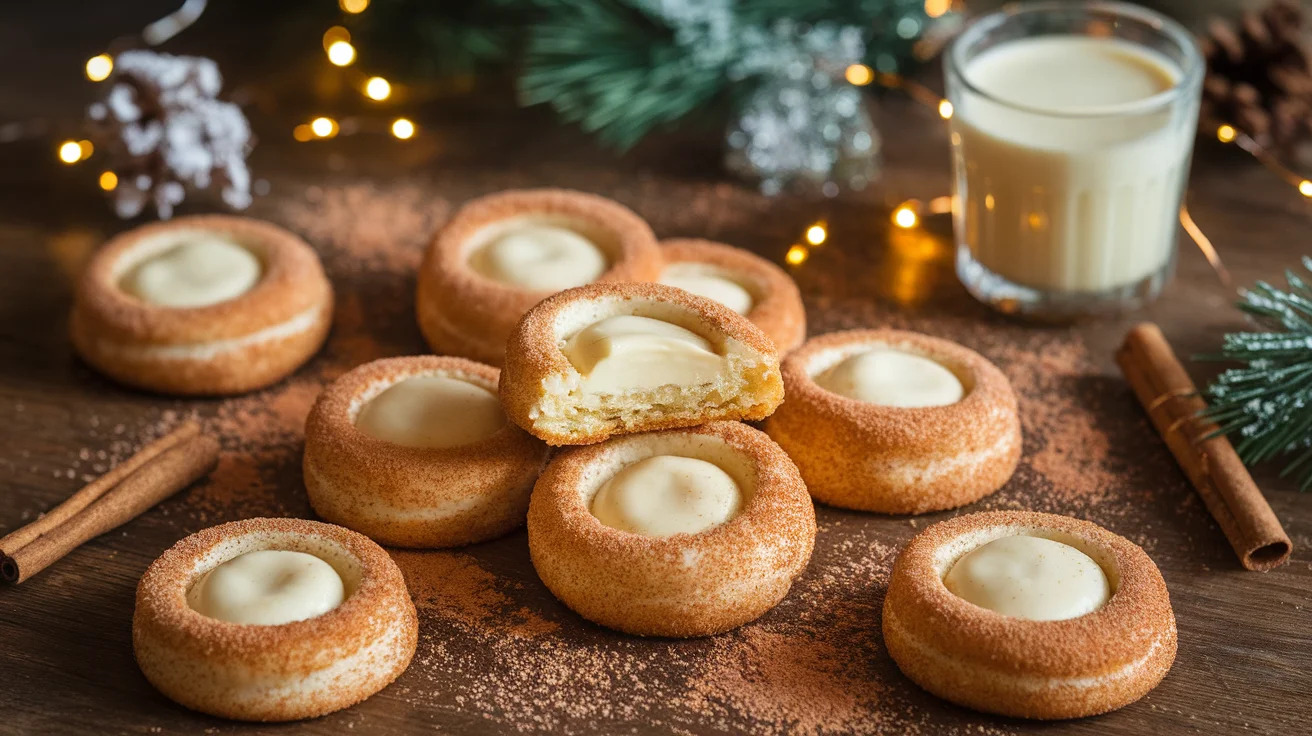 Eggnog Snickerdoodle Thumbprint Cookies