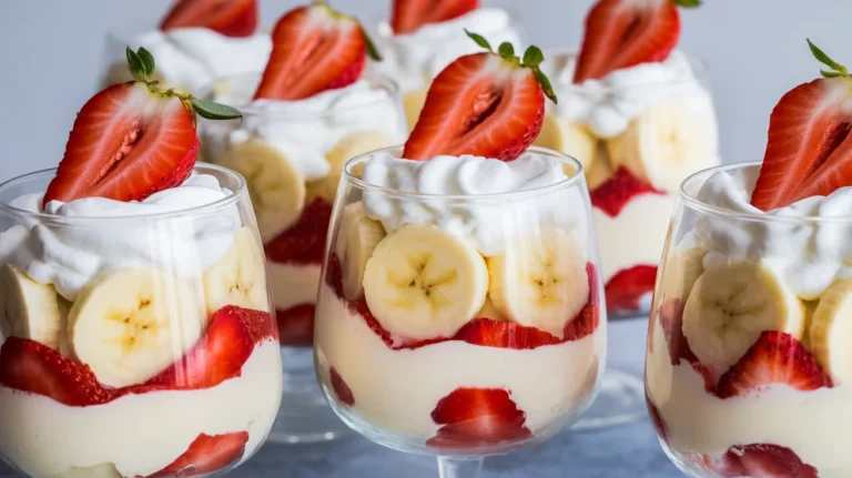No-Bake Strawberry Banana Vanilla Pudding Cups