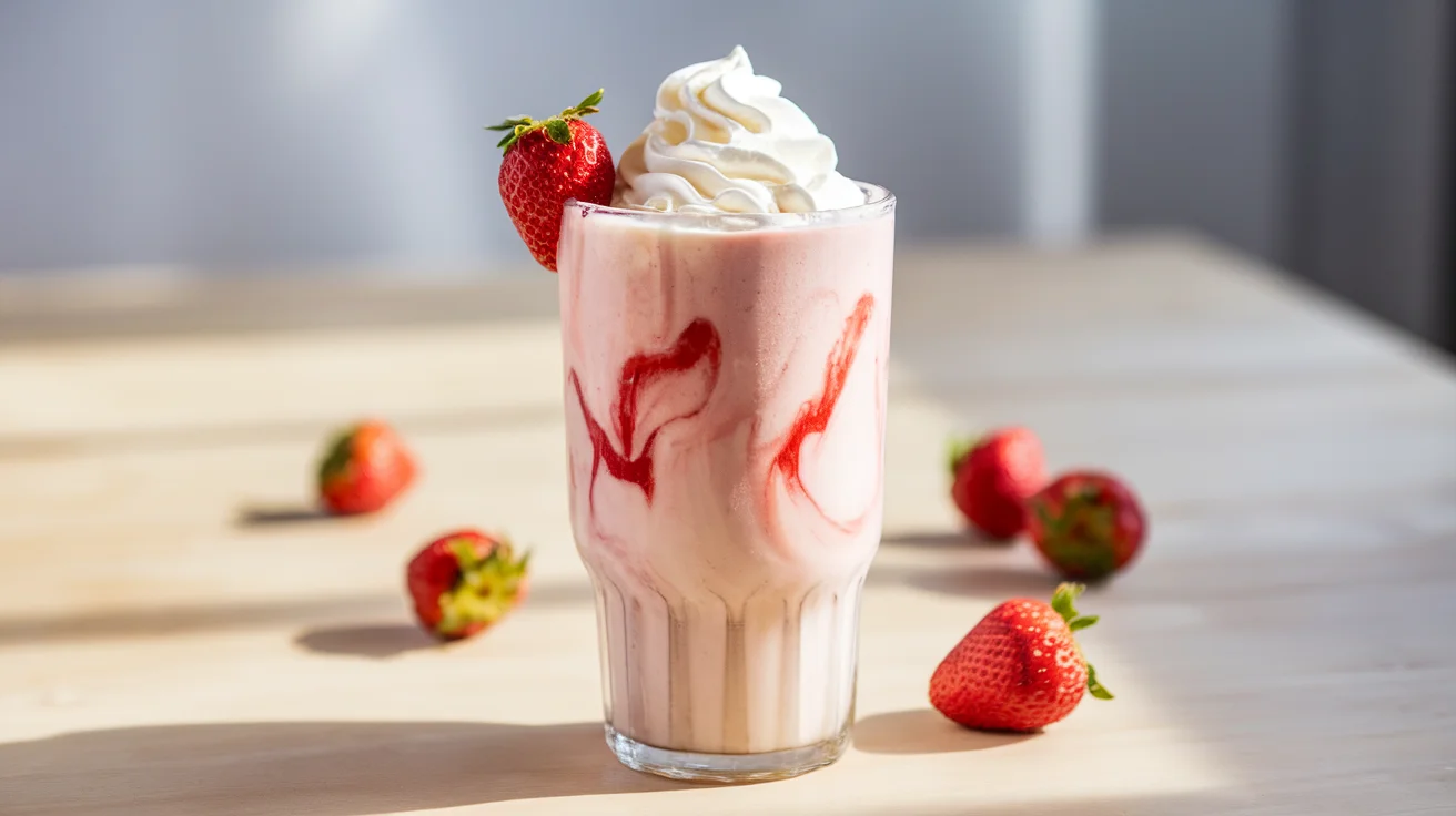 Strawberry Vanilla Milkshake with Real Fruit