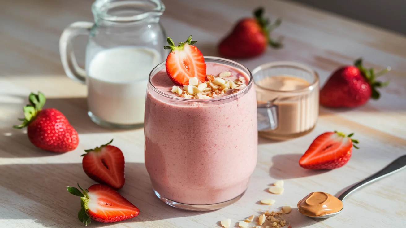 Thick & Creamy Strawberry Almond Milk Smoothie