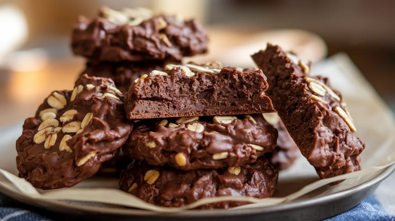 no-bake chocolate peanut butter oat cookies