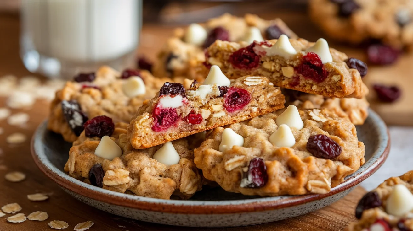 Bakery-Style Cranberry Oatmeal White Chocolate Cookies