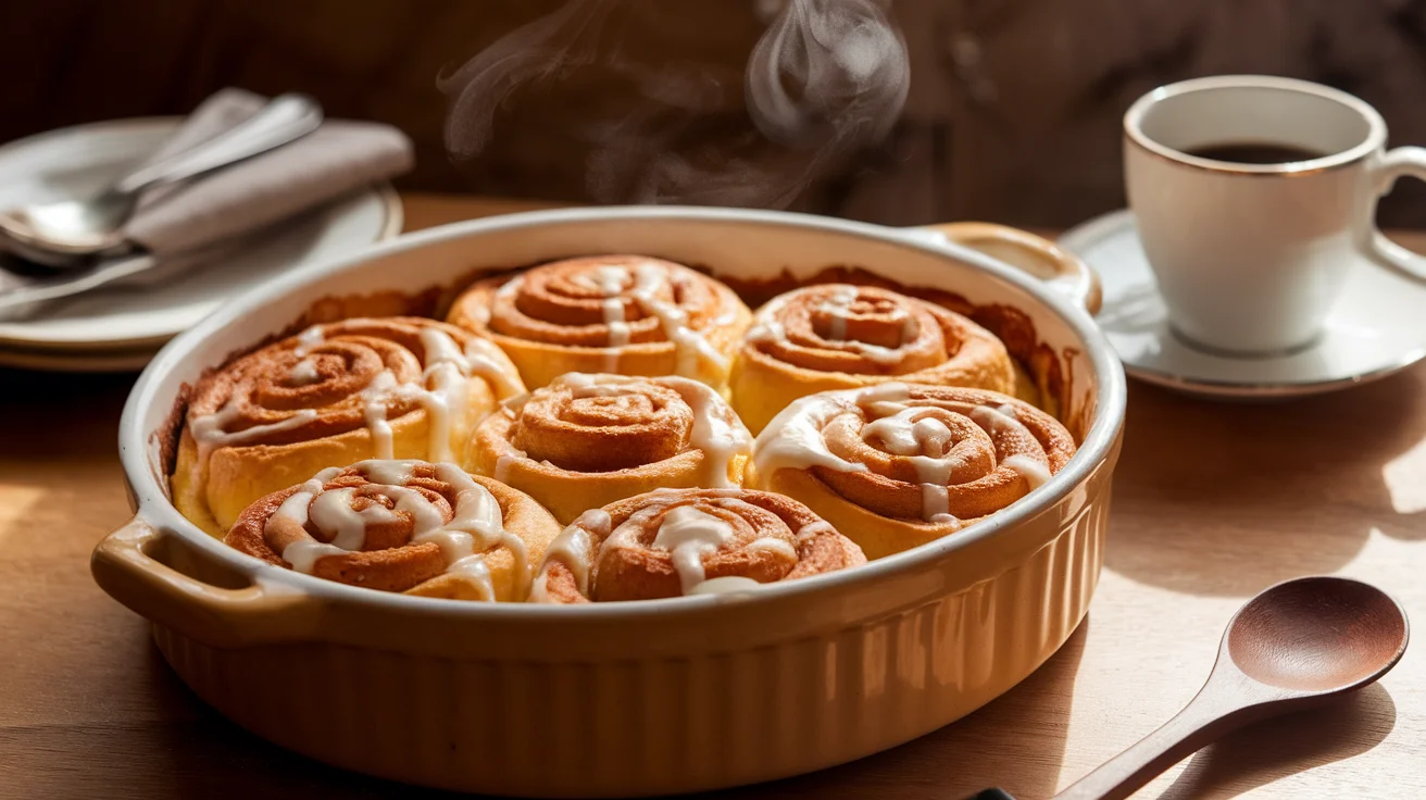 Brown Sugar Glazed Cinnamon Roll Brunch Casserole
