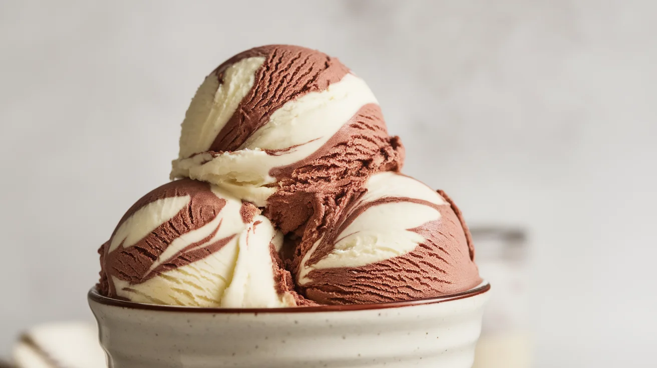 Chocolate & Vanilla Swirl Ice Cream with a Creamy Homemade Twist