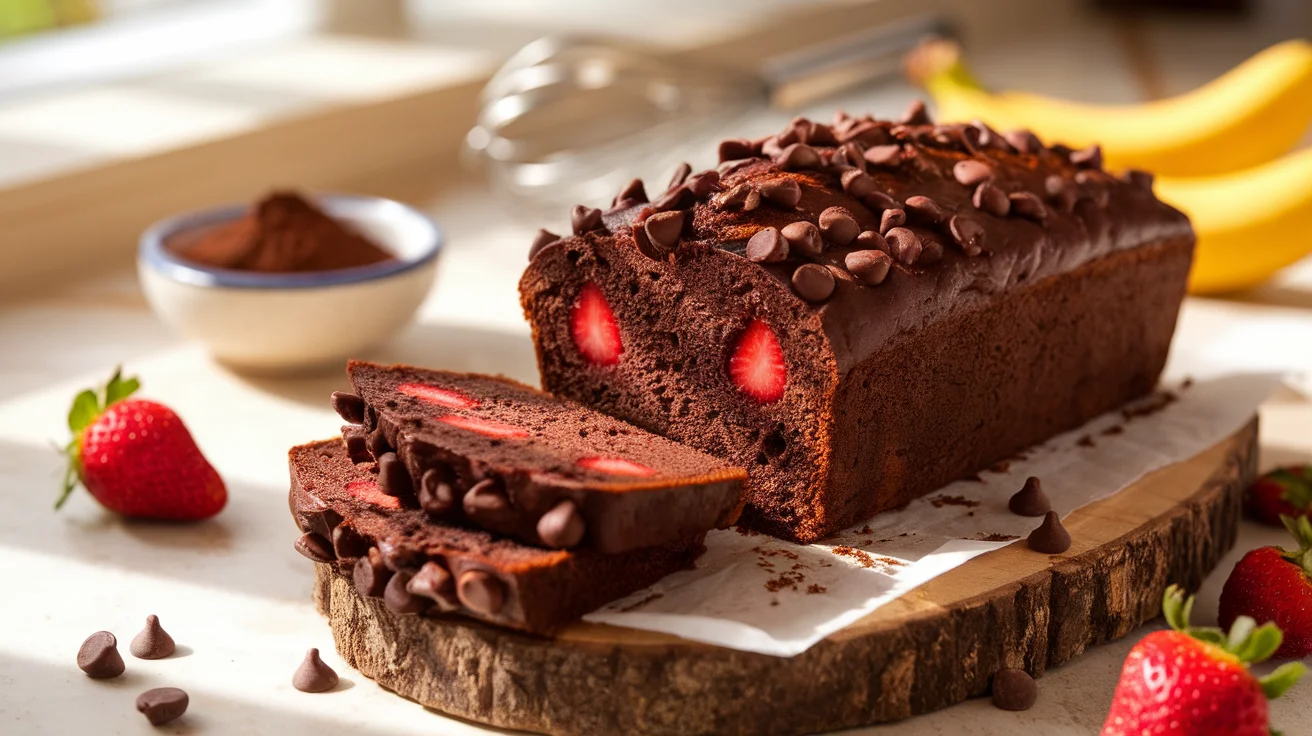 Double Chocolate Chip Strawberry Banana Loaf