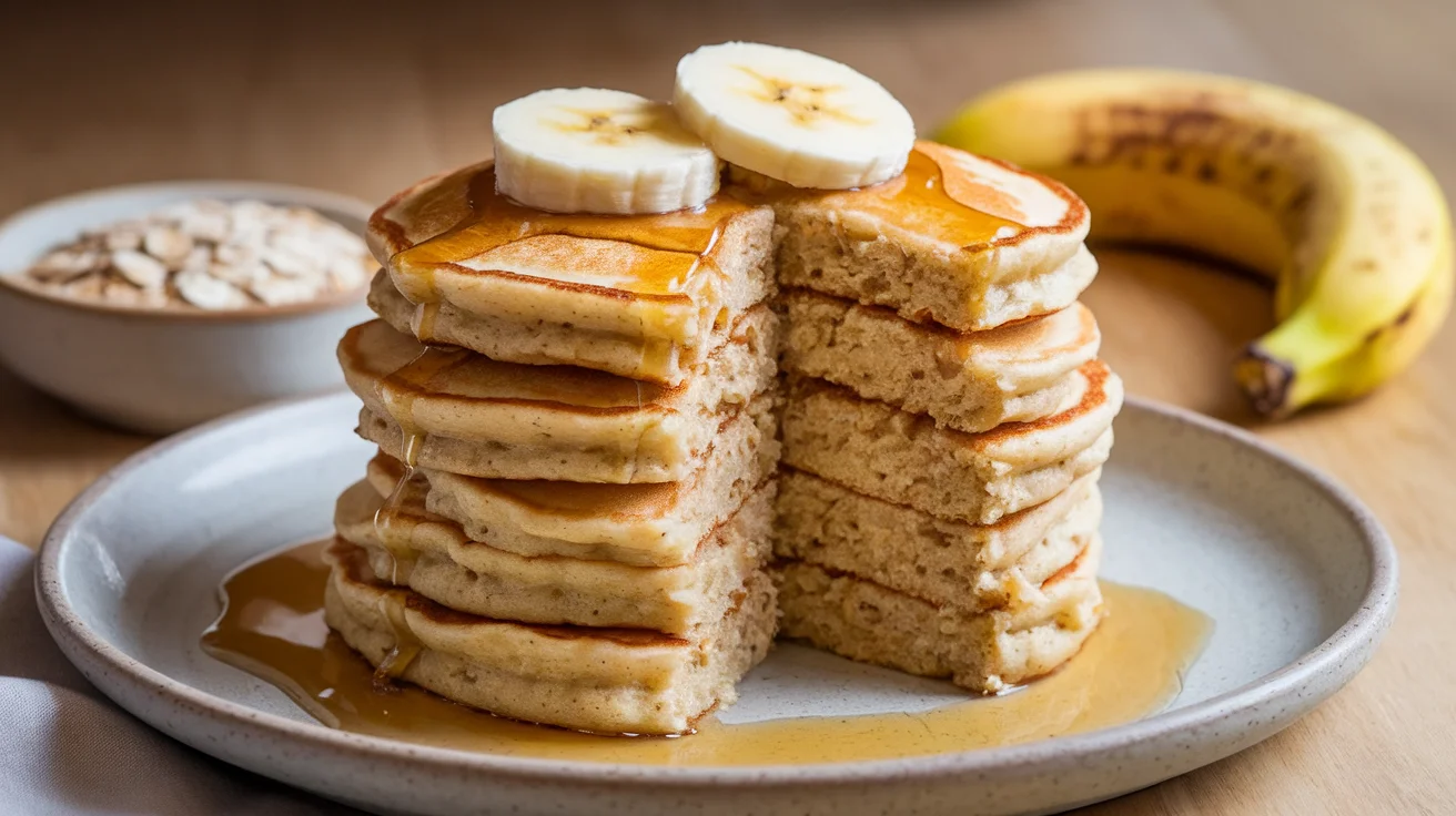 Fluffy Banana Oatmeal Pancakes Made Without Refined Sugar