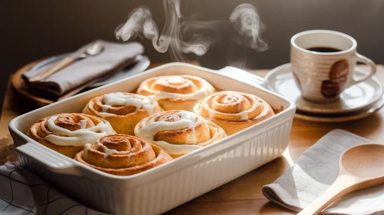 Fluffy Cinnamon Roll French Toast Bake with Cream Cheese Drizzle