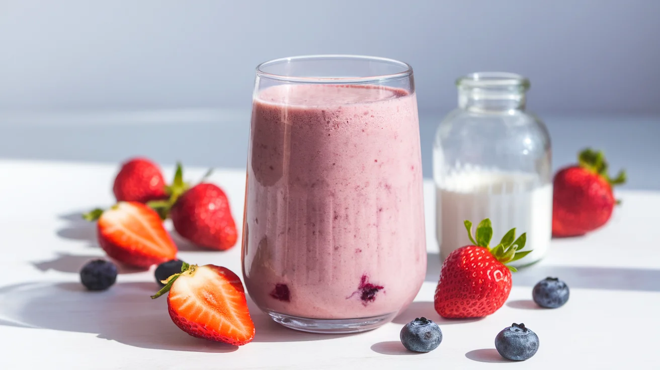 Fresh Strawberry Blueberry Smoothie with Almond Milk
