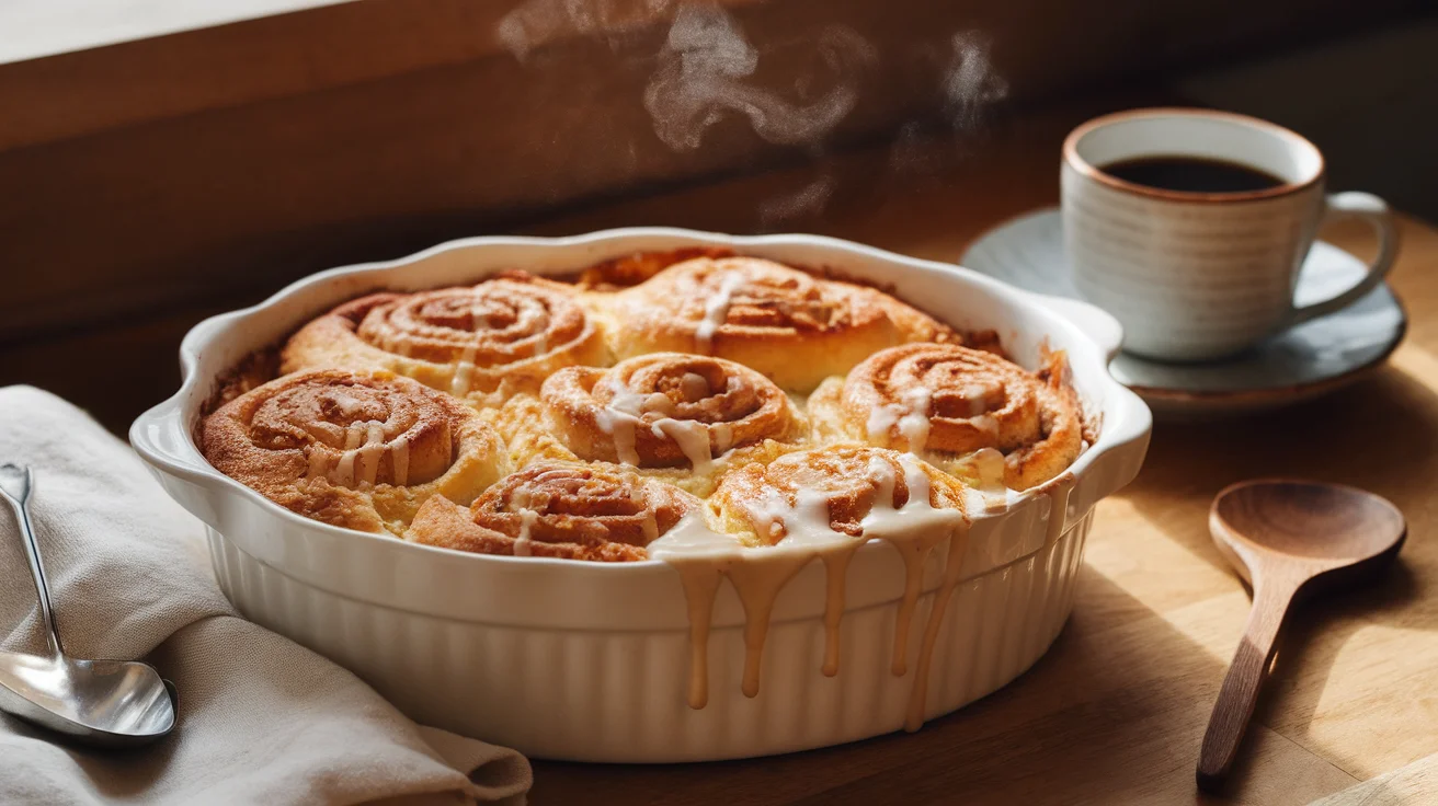 Golden Baked Cinnamon Roll Casserole with Streusel Topping