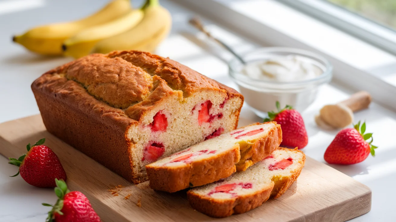 Greek Yogurt Strawberry Banana Bread