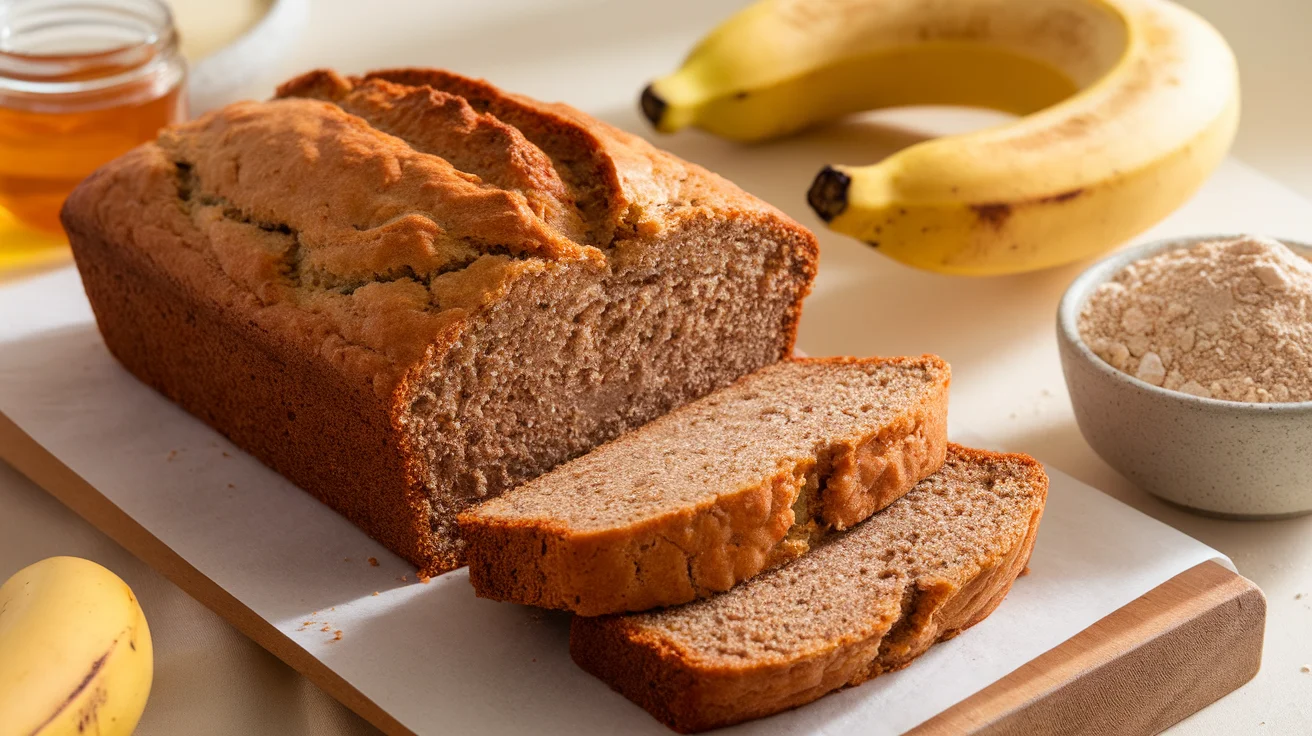 Healthy Oat Flour Banana Bread with Naturally Sweetened Flavor