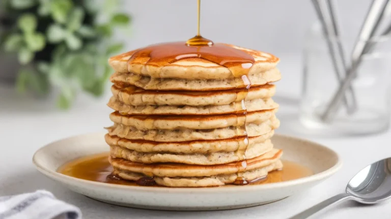 High-Protein Oatmeal Pancakes with Maple Drizzle