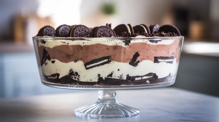 Layered Oreo Pudding Dessert with Crushed Cookies