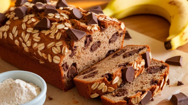 Oat Flour Banana Bread with Chocolate Chunks