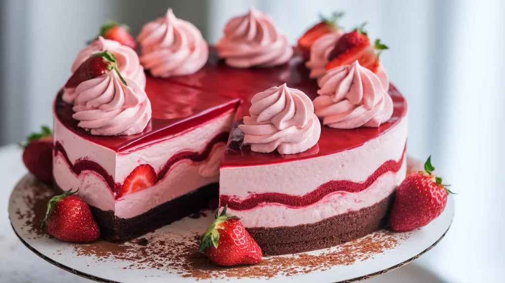 Red Velvet Strawberry Swirl Cheesecake
