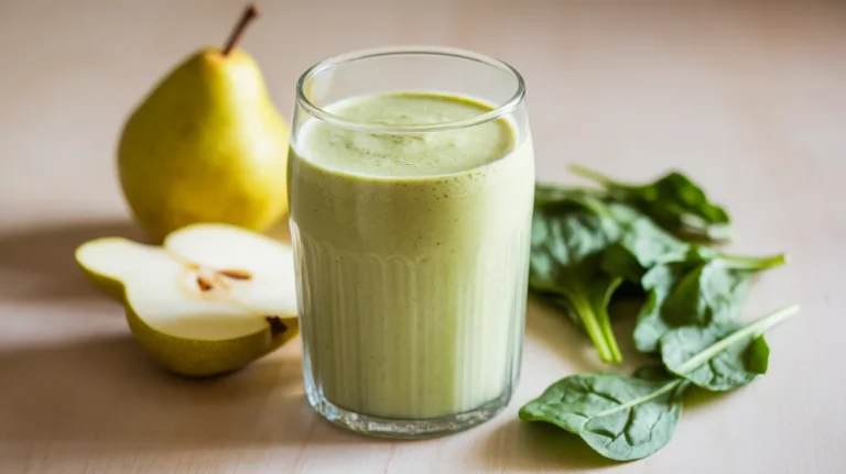 Refreshing Pear Spinach Smoothie with Fresh Ginger