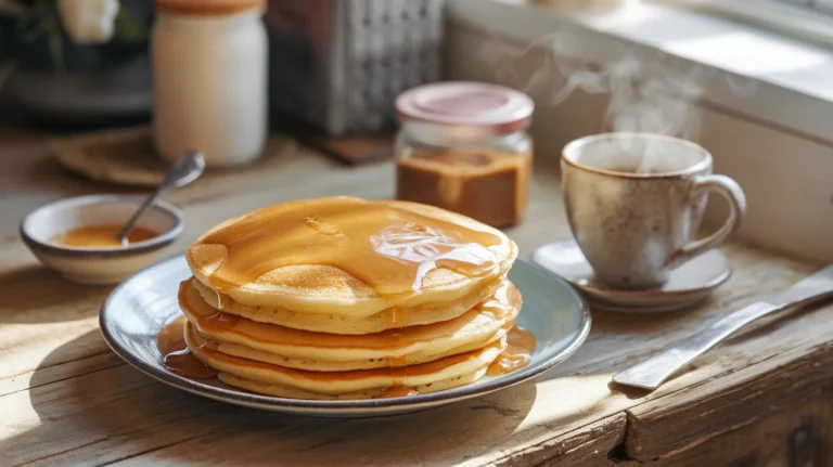 Soft Brown Sugar Spice Pancakes with Creamy Icing Glaze