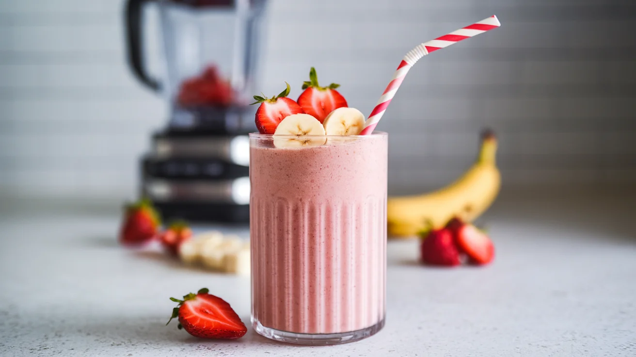 Strawberry Banana Cream Smoothie with a Protein Boost