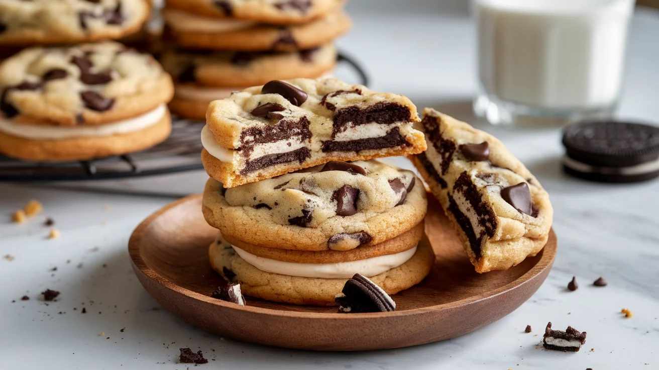 Stuffed Chocolate Chip Cookies with Creamy Oreo Filling