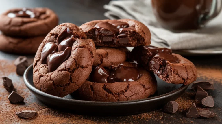 Thick & Gooey Inside-Out Double Chocolate Cookies