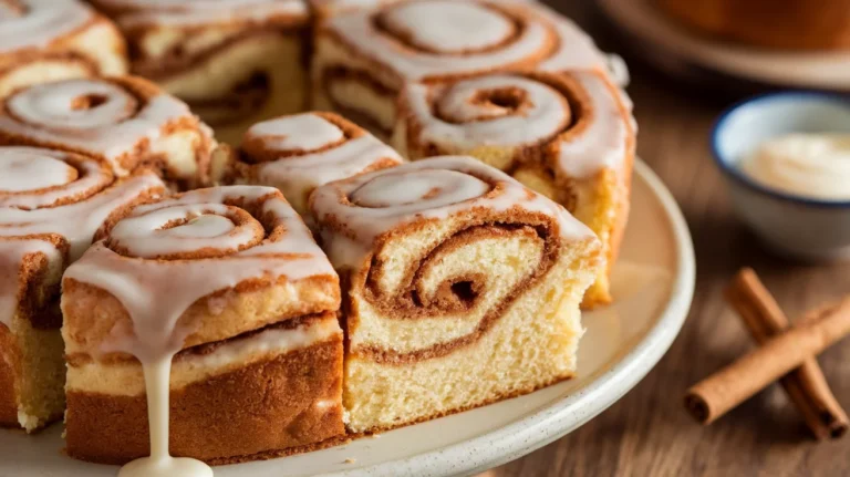 Ultra Moist Cinnamon Roll Breakfast Cake with Cream Cheese Glaze