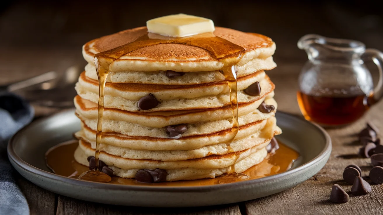 Bakery-Style Chocolate Chip Pancakes with Crispy Edges