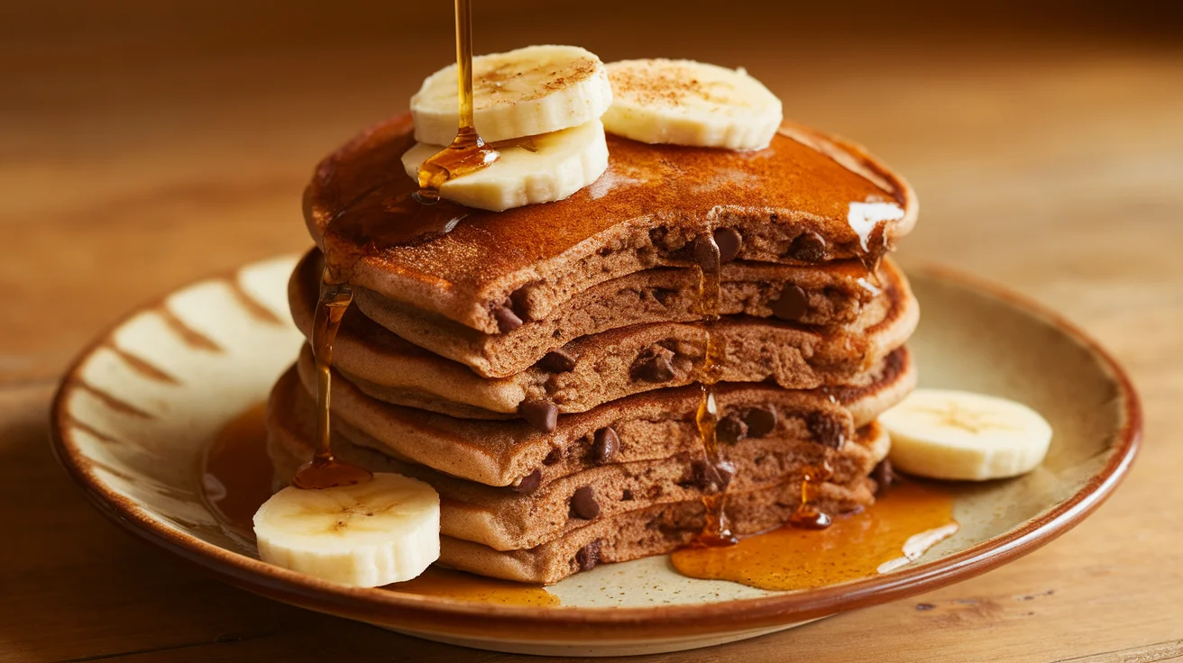 Chocolate Chip Pancakes with Mashed Banana & Cinnamon