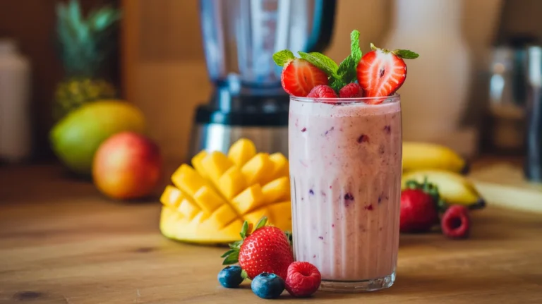 Creamy Tropical Fruit Smoothie with Mango, Banana & Berries