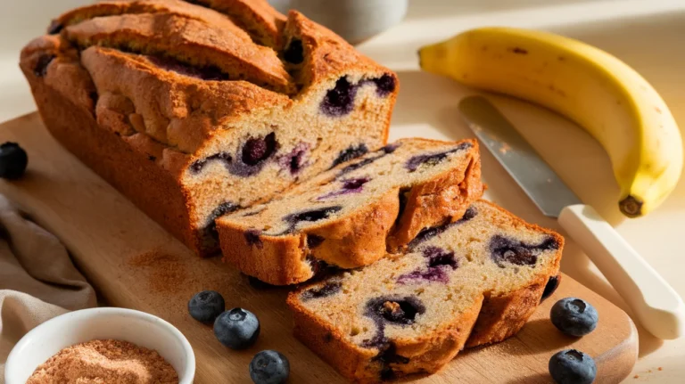 Fluffy Blueberry Cinnamon Swirl Banana Bread