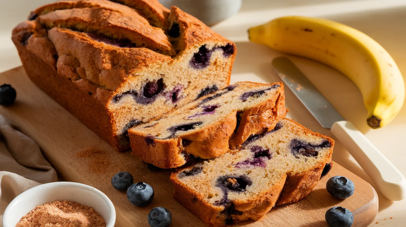 Fluffy Blueberry Cinnamon Swirl Banana Bread