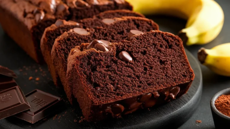 Rich Fudgy Banana Bread with Cocoa & Melted Chocolate