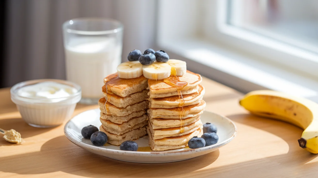 Soft & Fluffy Banana Oat Protein Pancakes