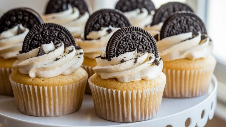 Soft Oreo Vanilla Cupcakes with Whipped Cream Frosting