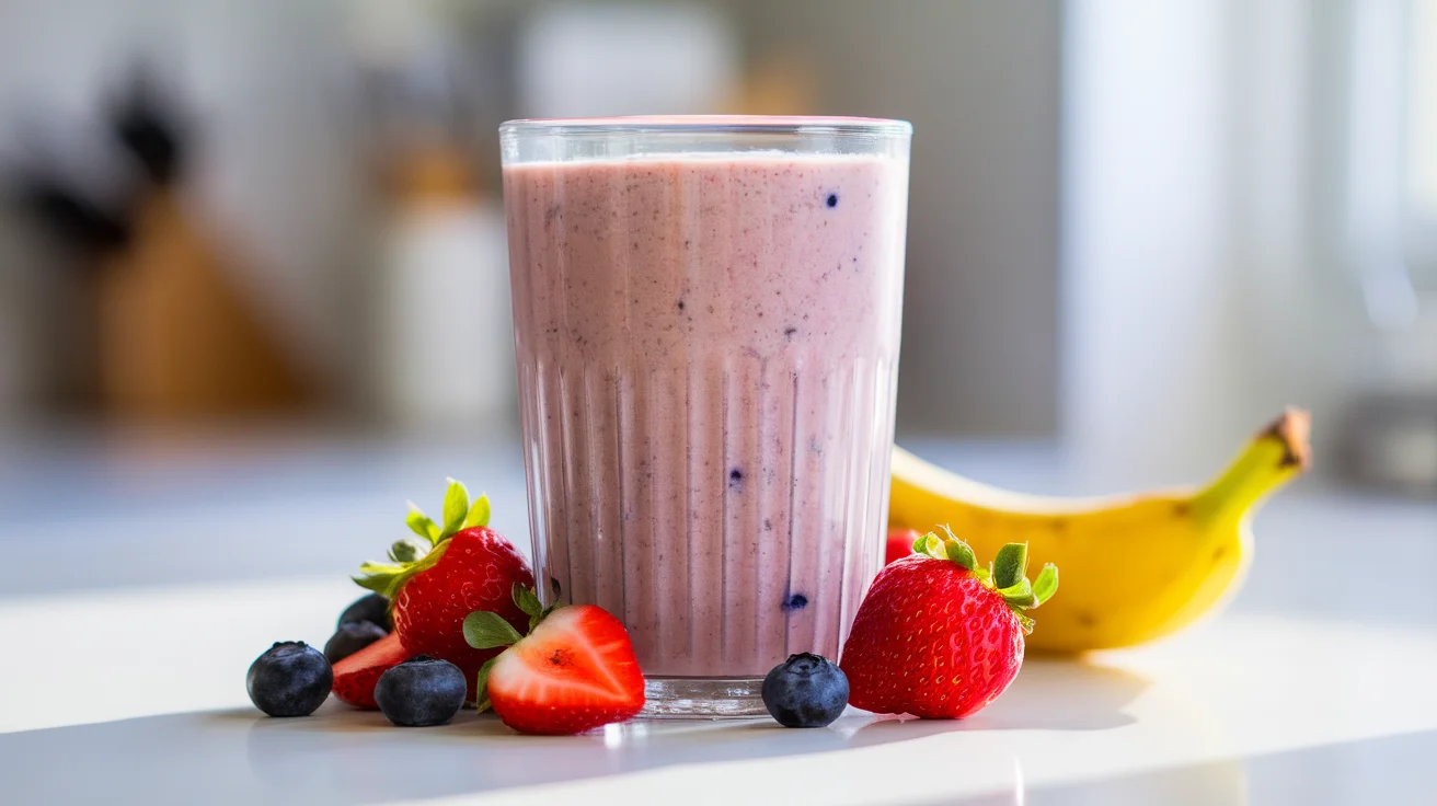 Strawberry Blueberry Banana Power Smoothie