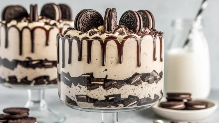 No-Bake Oreo Dirt Trifle with Pudding and Cream Cheese