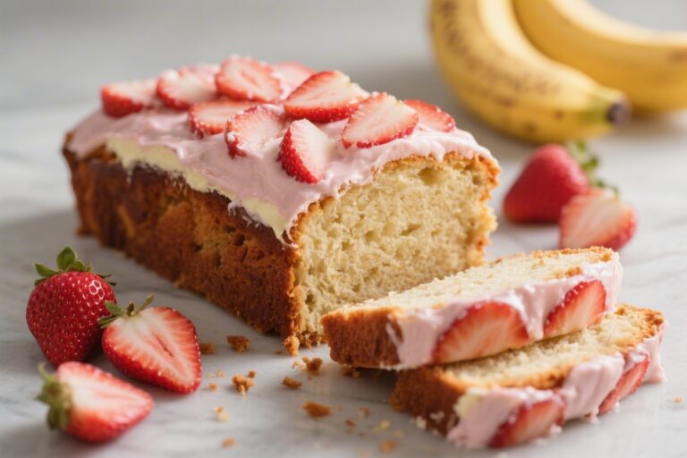 Creamy Strawberry Banana Bread with a Rich Cheesecake Twist – A Soft, Sweet, Bakery-Style Loaf